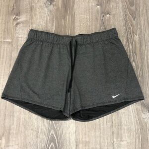 Nike Dri-FIT Running Gym Workout Shorts Gray Logo Waist Women’s Large